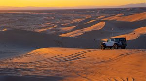 Preview wallpaper jeep, car, dunes, desert, sand