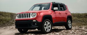 Preview wallpaper jeep renegade, jeep, car, suv, red, side view, off-road