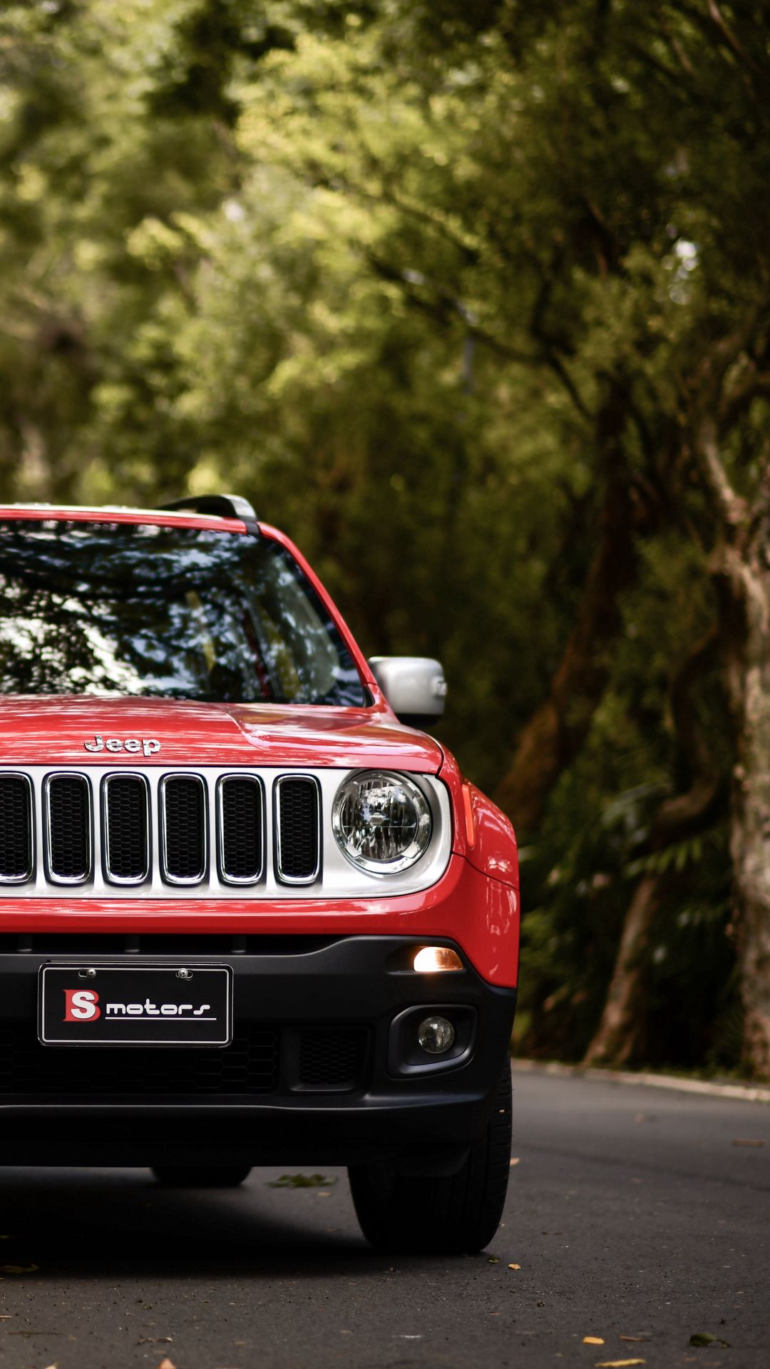 Download wallpaper 1080x1920 jeep renegade, jeep, car, suv, red, front view  samsung galaxy s4, s5, note, sony xperia z, z1, z2, z3, htc one, lenovo  vibe hd background