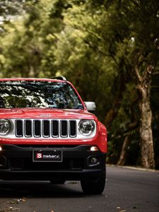 Preview wallpaper jeep renegade, jeep, car, suv, red, front view