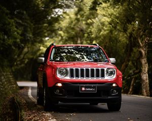 Preview wallpaper jeep renegade, jeep, car, suv, red, front view