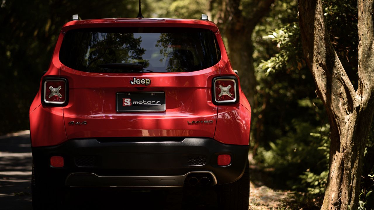 Wallpaper jeep renegade, jeep, car, red, suv, rear view