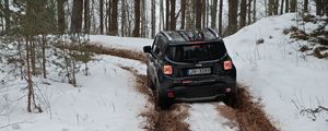 Preview wallpaper jeep renegade, jeep, car, suv, black, forest, snow