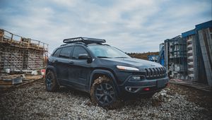 Preview wallpaper jeep, suv, side view, mud