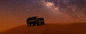 Preview wallpaper jeep, suv, side view, starry sky, desert