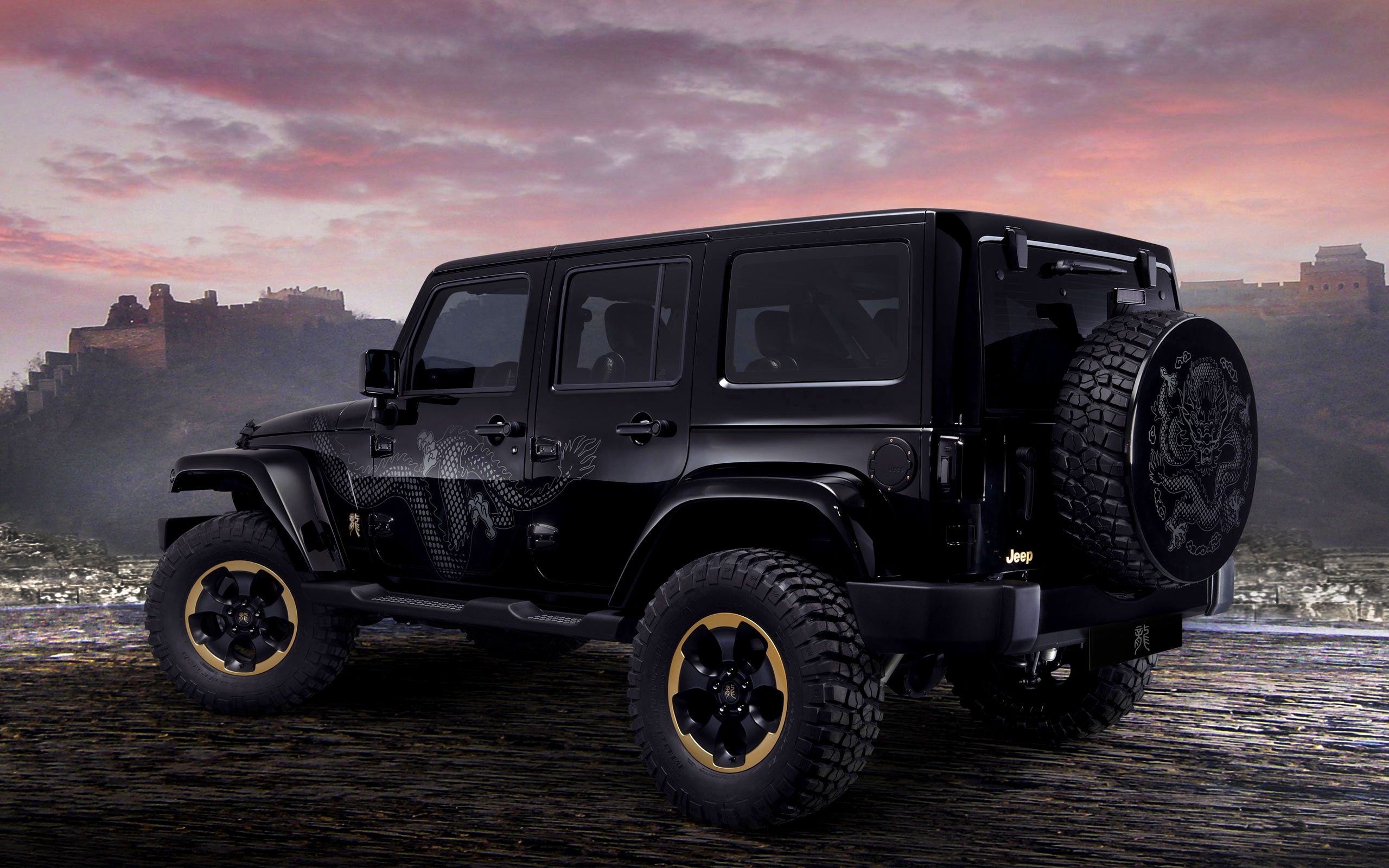 Download wallpaper 2560x1600 jeep, wrangler, dragon, concept, auto, black,  suv hd background