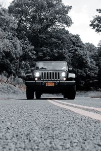 Preview wallpaper jeep wrangler, jeep, car, headlights, bw