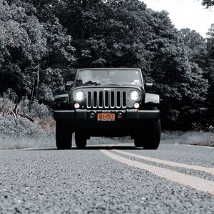 Preview wallpaper jeep wrangler, jeep, car, headlights, bw