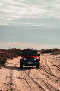 Preview wallpaper jeep wrangler, jeep, car, suv, red, sand