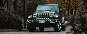 Preview wallpaper jeep wrangler, jeep, car, suv, black, front view