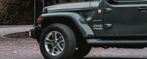 Preview wallpaper jeep wrangler, jeep, car, suv, gray, side view