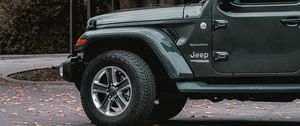 Preview wallpaper jeep wrangler, jeep, car, suv, gray, side view