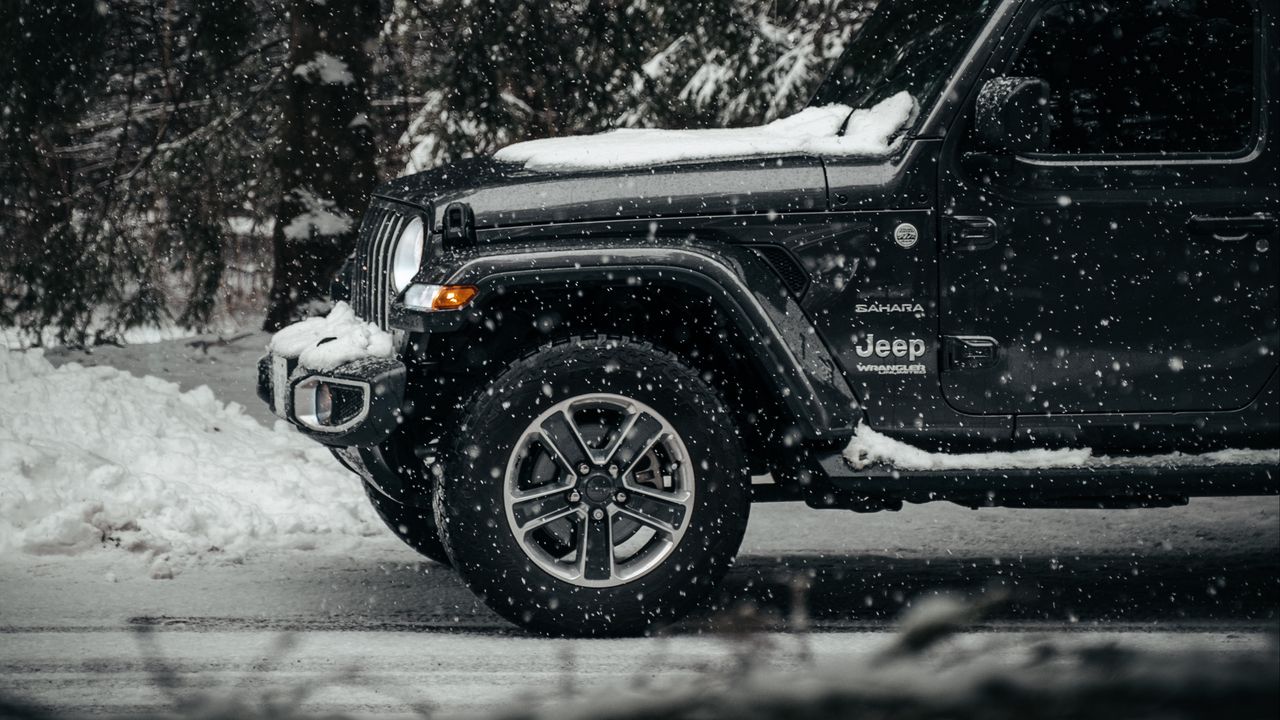 Wallpaper jeep wrangler, jeep, car, suv, black, snow