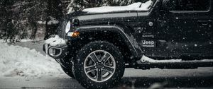 Preview wallpaper jeep wrangler, jeep, car, suv, black, snow