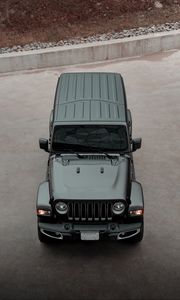 Preview wallpaper jeep wrangler, jeep, car, suv, black, aerial view