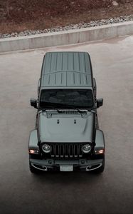 Preview wallpaper jeep wrangler, jeep, car, suv, black, aerial view