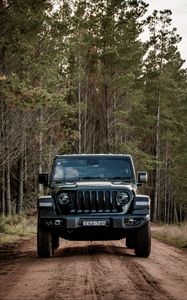 Preview wallpaper jeep wrangler, jeep, car, suv, black, forest