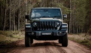 Preview wallpaper jeep wrangler, jeep, car, suv, black, forest