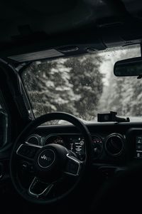 Preview wallpaper jeep wrangler, jeep, steering wheel, car, black