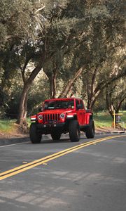 Preview wallpaper jeep wrangler, jeep, suv, car, headlights, red