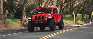 Preview wallpaper jeep wrangler, jeep, suv, car, headlights, red