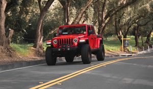 Preview wallpaper jeep wrangler, jeep, suv, car, headlights, red