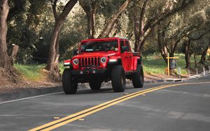 Preview wallpaper jeep wrangler, jeep, suv, car, headlights, red