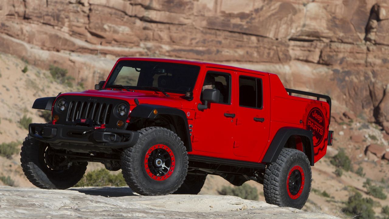 Wallpaper jeep, wrangler, red, side view