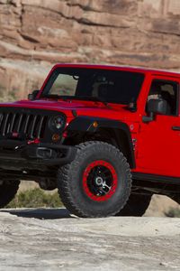 Preview wallpaper jeep, wrangler, red, side view