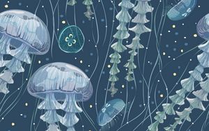 Preview wallpaper jellyfish, art, underwater world, tentacles, algae