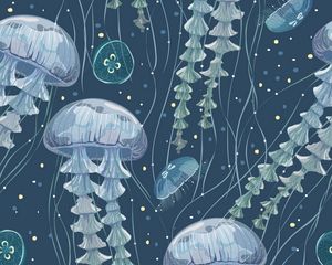 Preview wallpaper jellyfish, art, underwater world, tentacles, algae