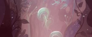 Preview wallpaper jellyfish, fish, algae, underwater, art