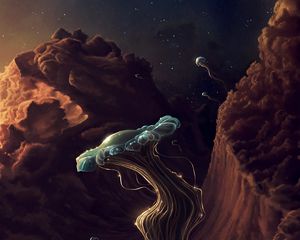 Preview wallpaper jellyfish, space, art, tentacles, fantasy