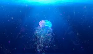 Preview wallpaper jellyfish, underwater world, swim, tentacles