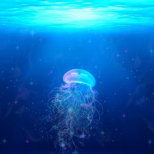 Preview wallpaper jellyfish, underwater world, swim, tentacles