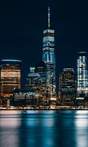 Preview wallpaper jersey city, usa, panorama, night city, skyscrapers