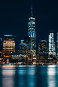 Preview wallpaper jersey city, usa, panorama, night city, skyscrapers