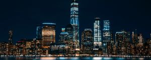 Preview wallpaper jersey city, usa, panorama, night city, skyscrapers