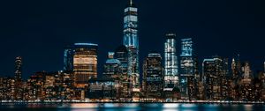 Preview wallpaper jersey city, usa, panorama, night city, skyscrapers