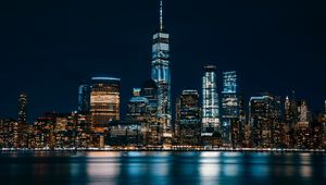 Preview wallpaper jersey city, usa, panorama, night city, skyscrapers