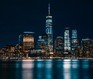 Preview wallpaper jersey city, usa, panorama, night city, skyscrapers