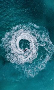 Preview wallpaper jet ski, waves, aerial view, sea, water