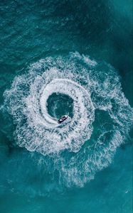 Preview wallpaper jet ski, waves, aerial view, sea, water