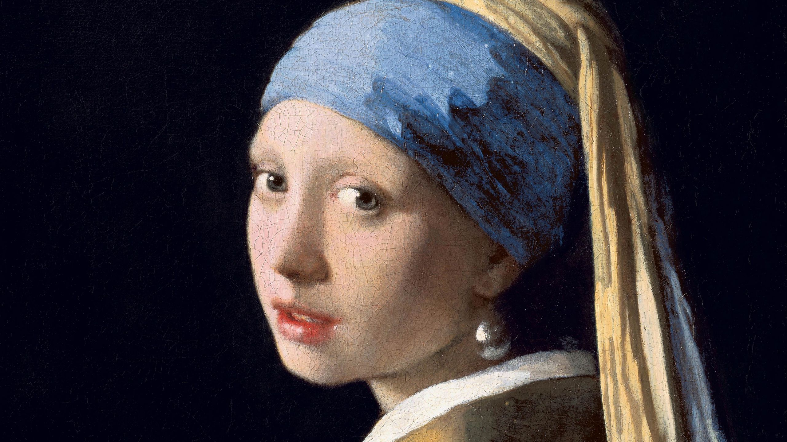 Download Wallpaper 2560x1440 Johannes Vermeer Girl With A Pearl Earring Oil Canvas Art Widescreen 16 9 Hd Background