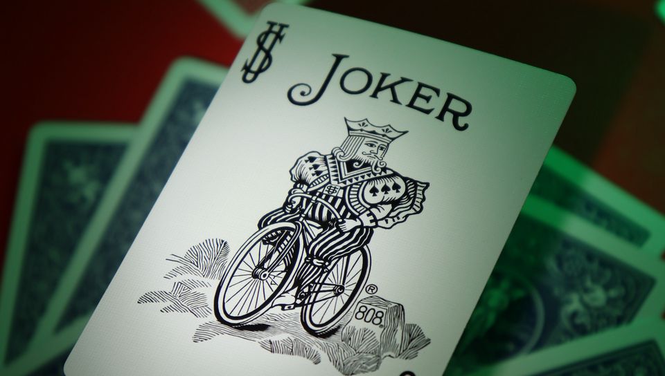 960x544 Wallpaper joker, word, inscription, cards