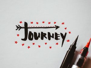 Preview wallpaper journey, inscription, paint, brushes