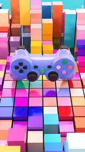 Preview wallpaper joystick, gamepad, cubes, 3d, volume, multicolor