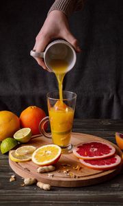 Preview wallpaper juice, drink, glass, fruit, citrus