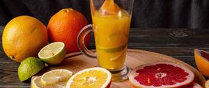 Preview wallpaper juice, drink, glass, fruit, citrus