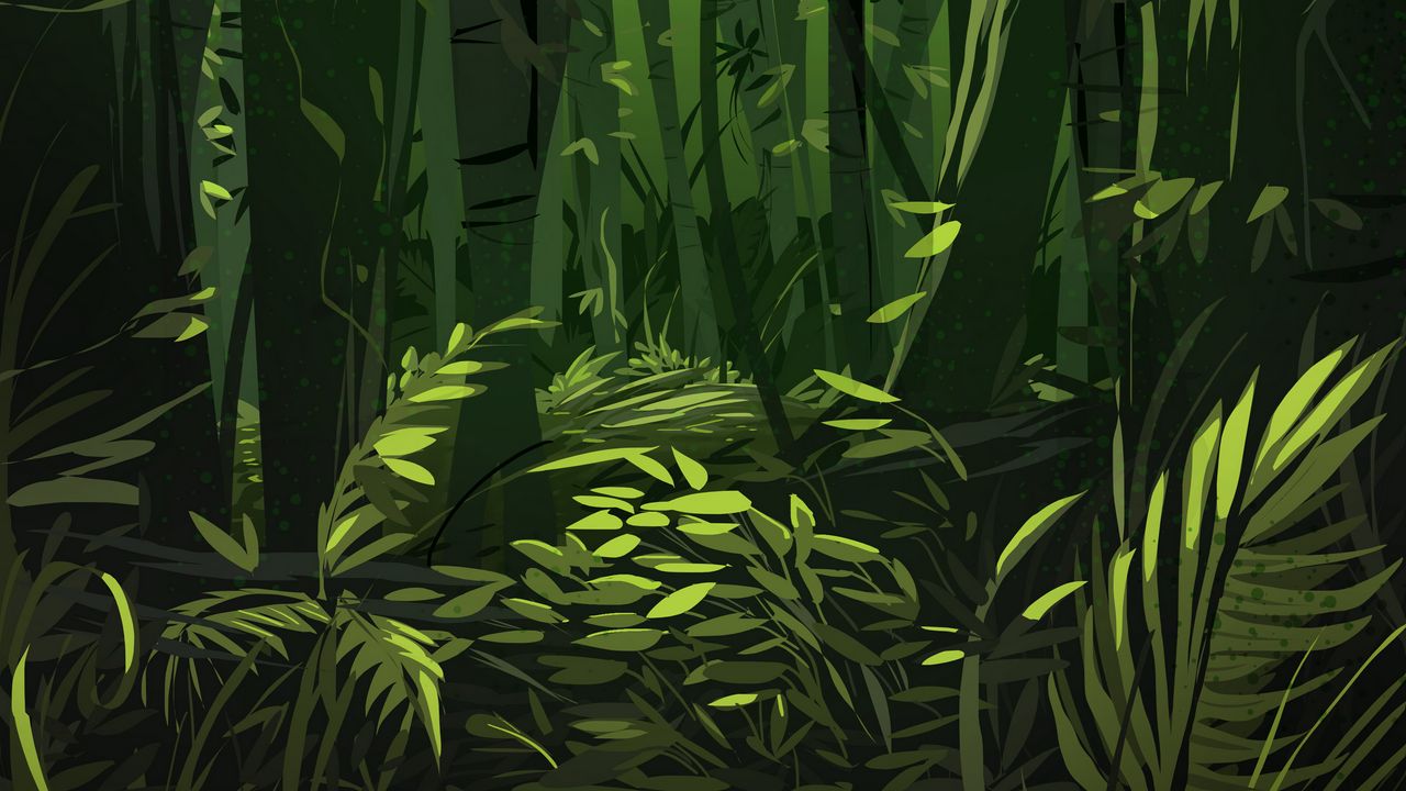 Wallpaper jungle, trees, leaves, plants, art, green